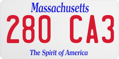 MA license plate 280CA3