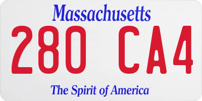 MA license plate 280CA4