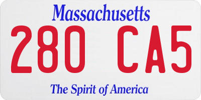 MA license plate 280CA5
