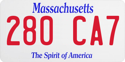 MA license plate 280CA7