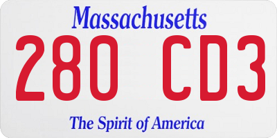 MA license plate 280CD3