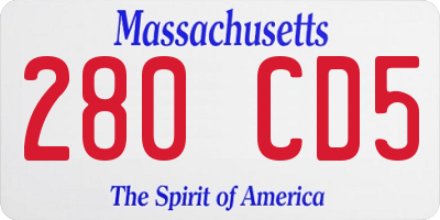 MA license plate 280CD5