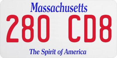 MA license plate 280CD8
