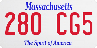 MA license plate 280CG5