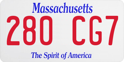 MA license plate 280CG7