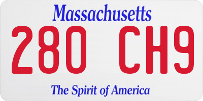 MA license plate 280CH9