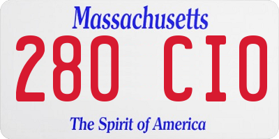 MA license plate 280CI0