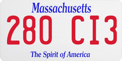 MA license plate 280CI3