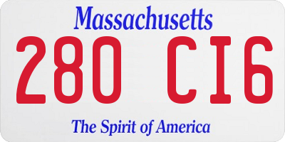 MA license plate 280CI6