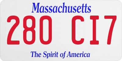 MA license plate 280CI7
