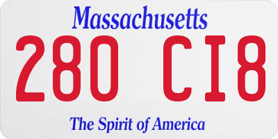 MA license plate 280CI8