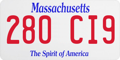 MA license plate 280CI9