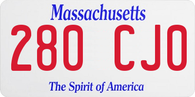 MA license plate 280CJ0