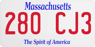 MA license plate 280CJ3