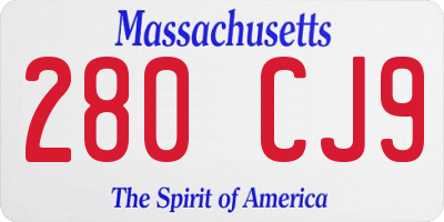 MA license plate 280CJ9