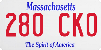 MA license plate 280CK0