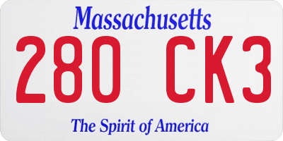MA license plate 280CK3
