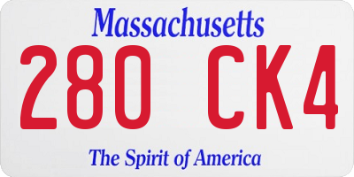 MA license plate 280CK4
