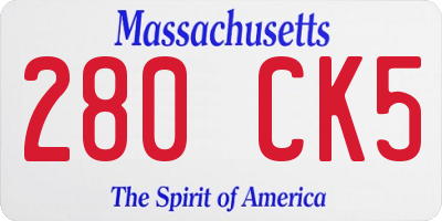 MA license plate 280CK5