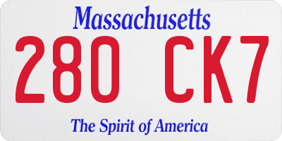 MA license plate 280CK7