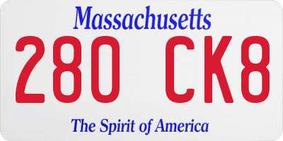 MA license plate 280CK8