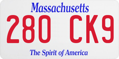 MA license plate 280CK9