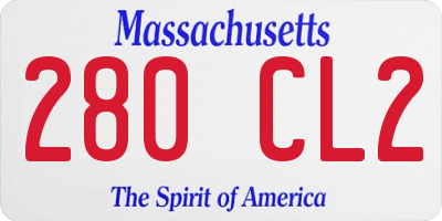 MA license plate 280CL2