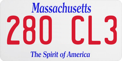 MA license plate 280CL3