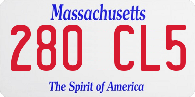 MA license plate 280CL5