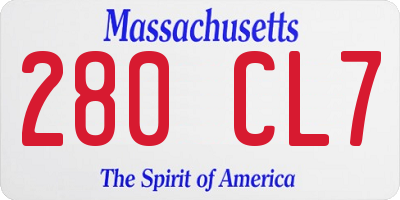 MA license plate 280CL7