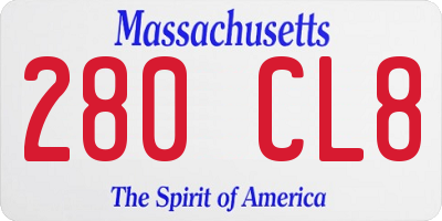 MA license plate 280CL8