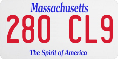 MA license plate 280CL9