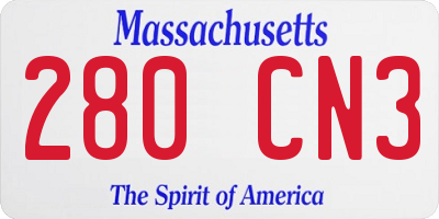 MA license plate 280CN3