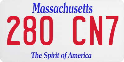 MA license plate 280CN7
