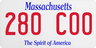 MA license plate 280CO0