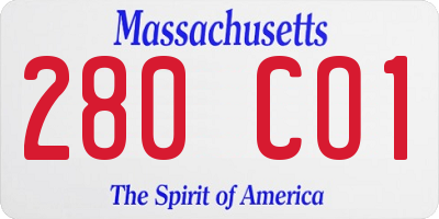 MA license plate 280CO1