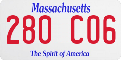 MA license plate 280CO6