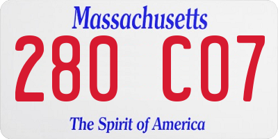 MA license plate 280CO7