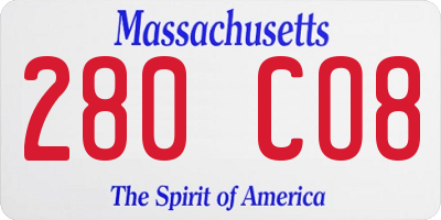 MA license plate 280CO8