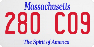 MA license plate 280CO9