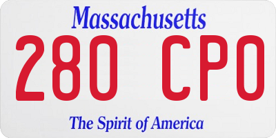 MA license plate 280CP0