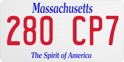 MA license plate 280CP7