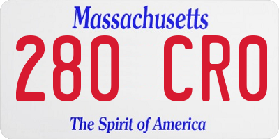 MA license plate 280CR0
