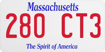 MA license plate 280CT3