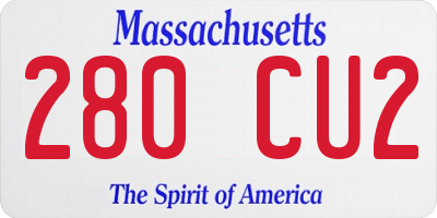 MA license plate 280CU2