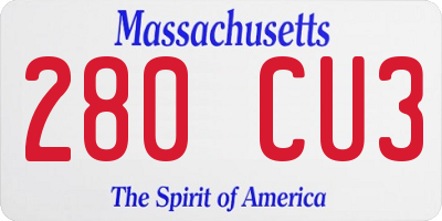 MA license plate 280CU3