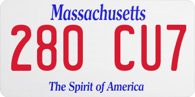 MA license plate 280CU7