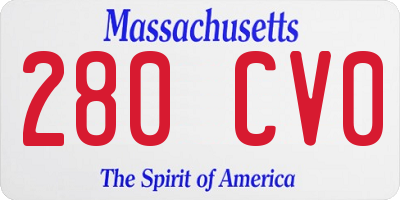 MA license plate 280CV0