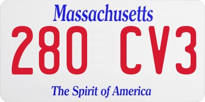 MA license plate 280CV3
