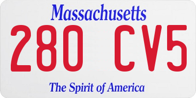 MA license plate 280CV5